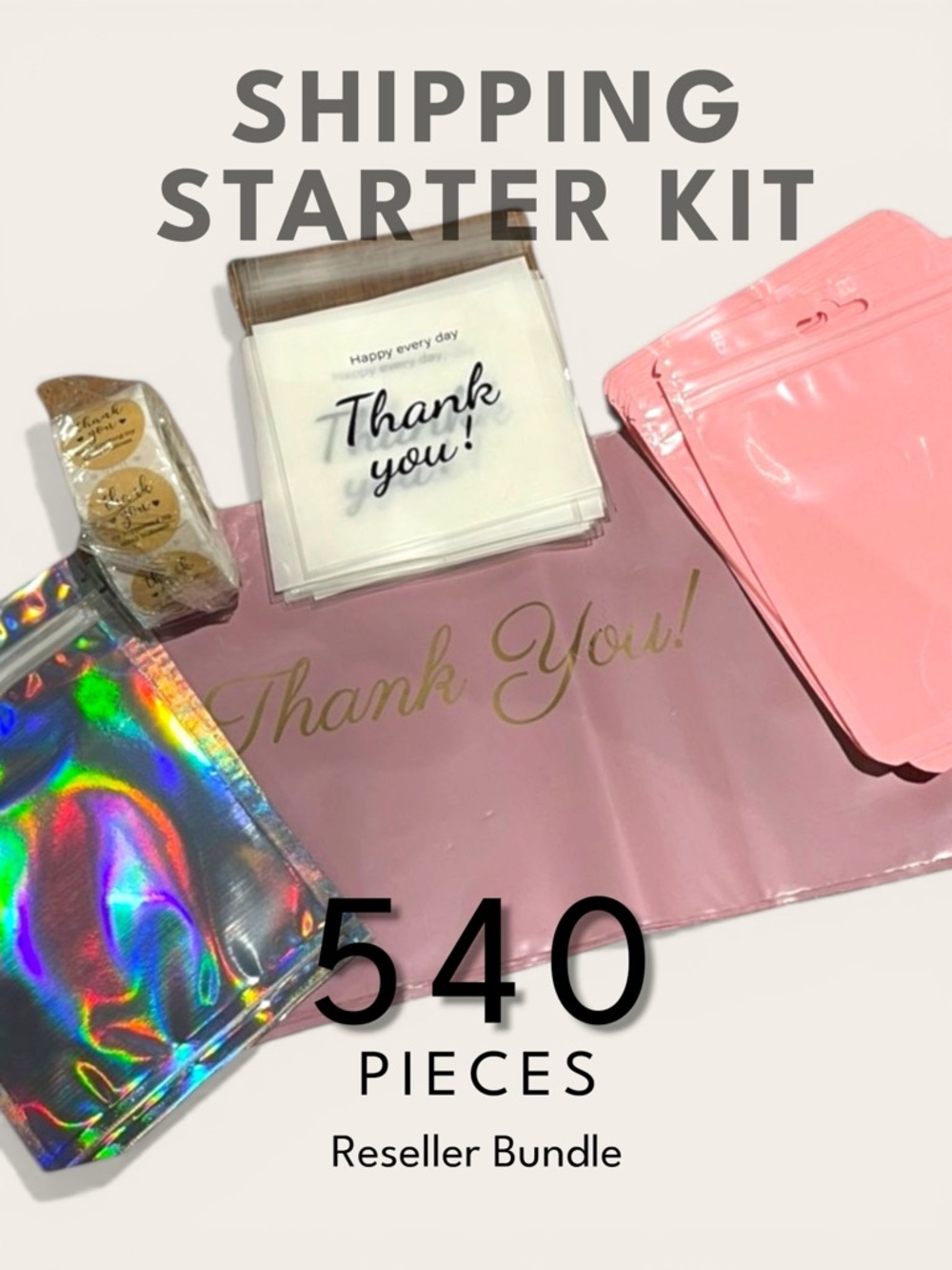 Reseller Shipping Bundle 540 pc Polymailers Stickers Bags Pink Small Business